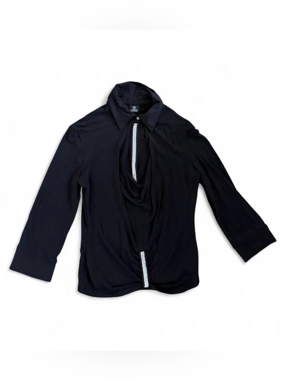 Versace Jeans Couture Black Shirt with Rhinestone Trim